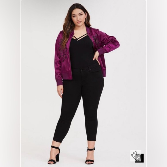 Torrid purple embroidered bomber jacket - Picture 5 of 8